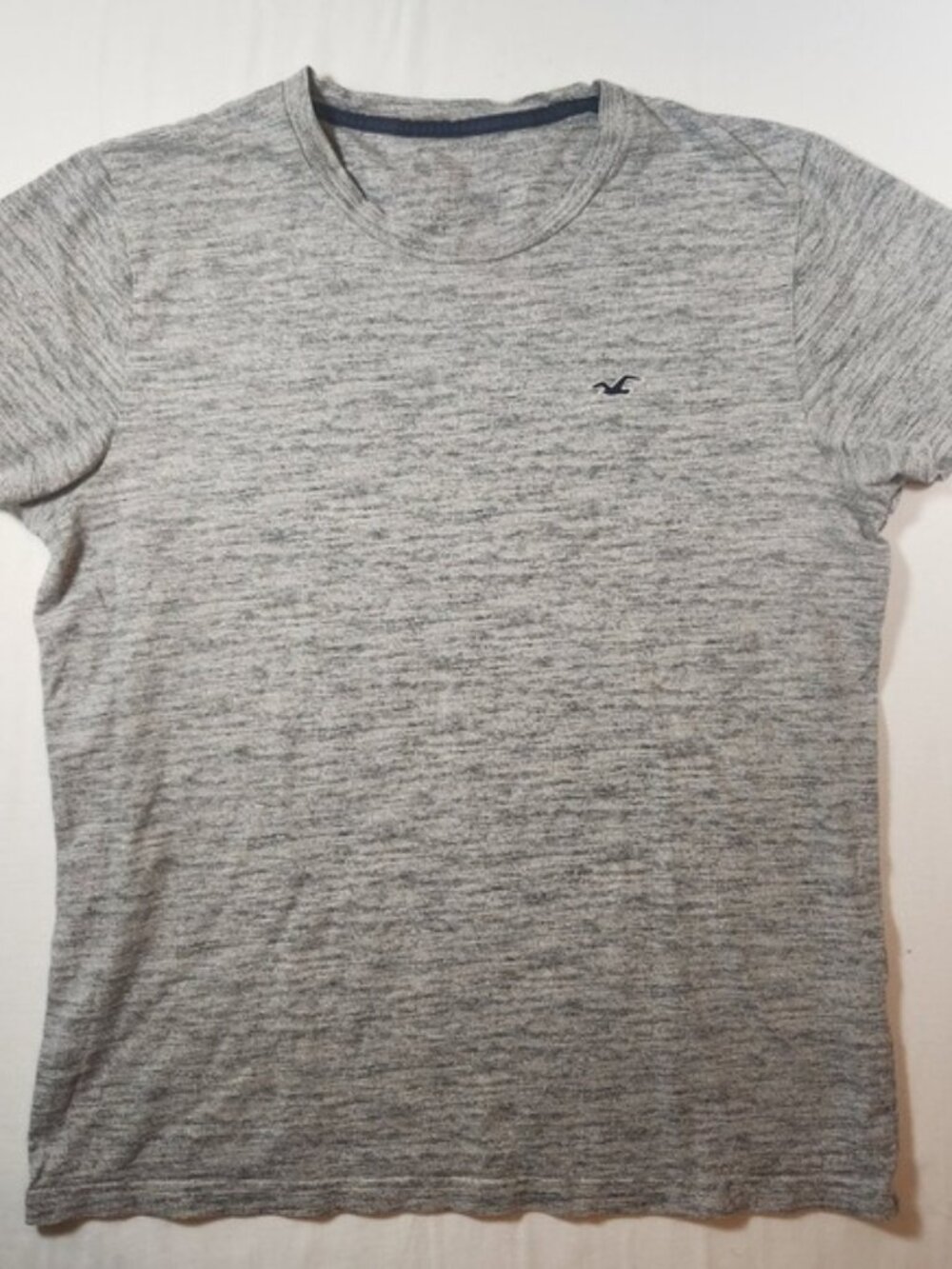 Hollister Mens Grey‎ Space Dye Short Sleeve T-Shirt Embroidered Logo Size S